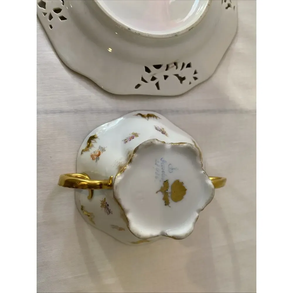 Antique Dresden 28936 demitasse cup and saucer, hand painted (not matching)